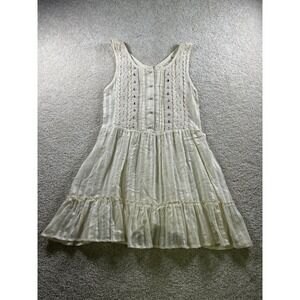 Ryu Womens Cotton Ivory Sleeveless Dress S Lace Embellished Coquette Dainty Doll